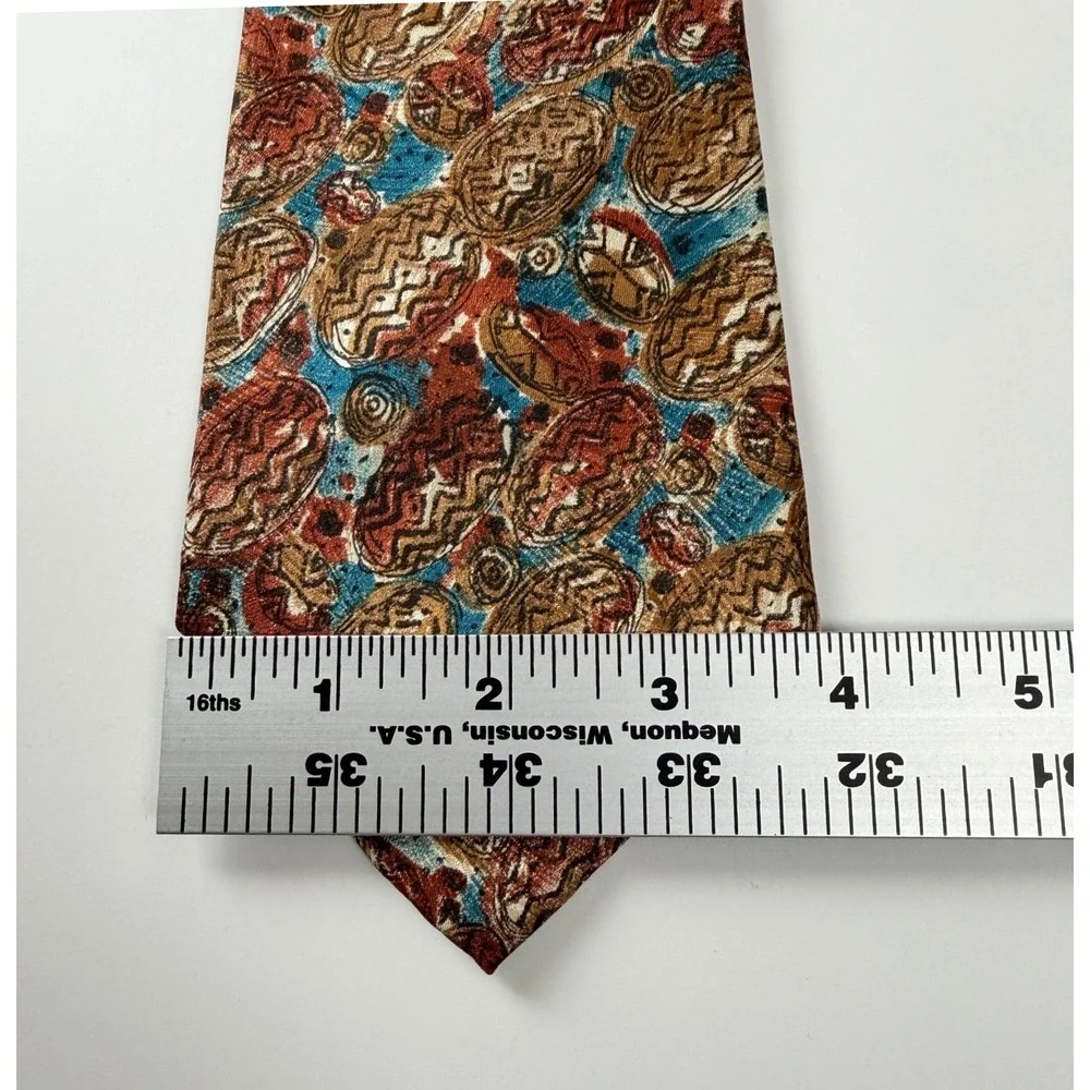 Vintage Saks Fifth Avenue Multicolor Abstract‎ Geometric Silk Tie USA